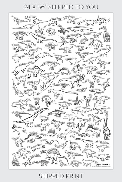100 Dinosaurs Coloring Poster