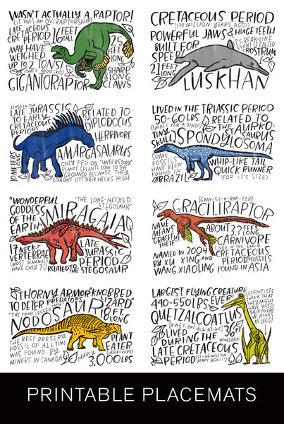 Fun Fact Placemats: Advanced Dinosaurs