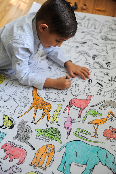 100 African Animals Coloring Poster