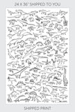 100 Dinosaurs Coloring Poster