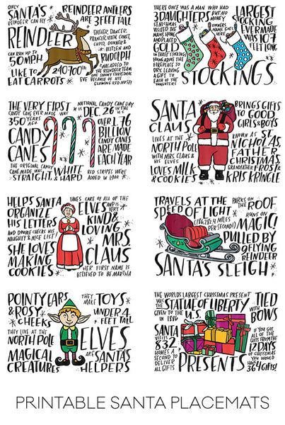 Fun Fact Placemats: Santa + Friends