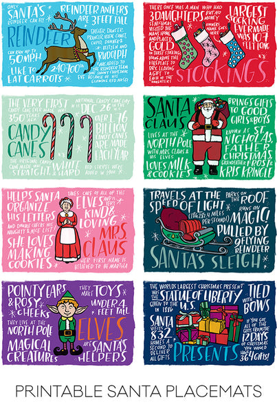 Fun Fact Placemats: Santa + Friends