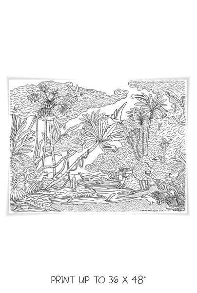 Hidden Dinosaurs Giant Coloring Poster