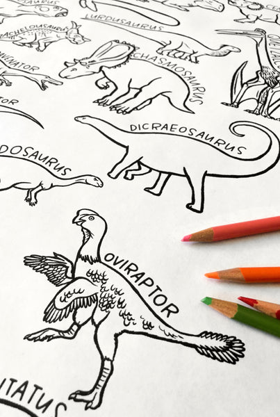 100 DINOSAURS giant coloring poster