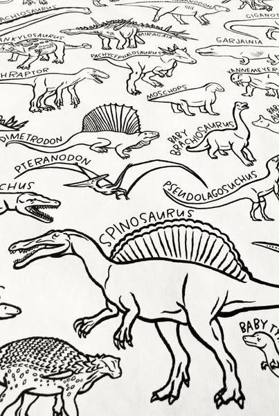 100 DINOSAURS giant coloring poster
