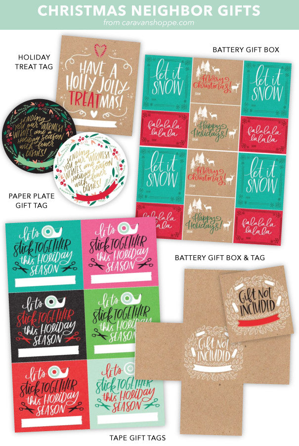 Christmas Neighbor Gift, Christmas Gift Tag, Dishes and Holiday Wishes,  Holiday Gift Tag, Holiday Neighbor Gift, Co-worker Gift (Download Now) 