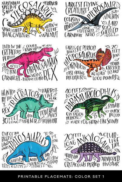 Fun Fact Placemats: Dinosaurs