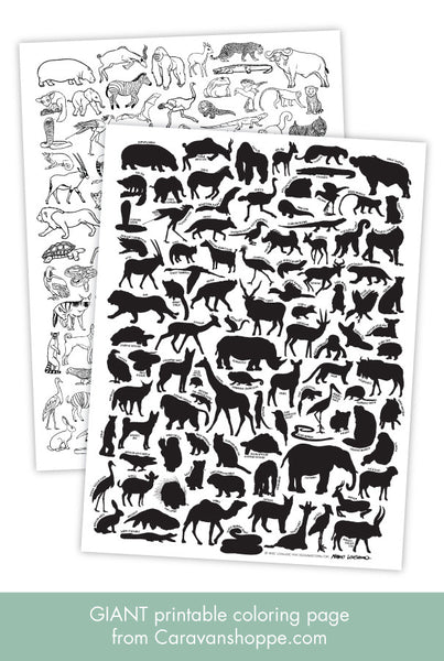 100 AFRICAN ANIMALS giant coloring poster