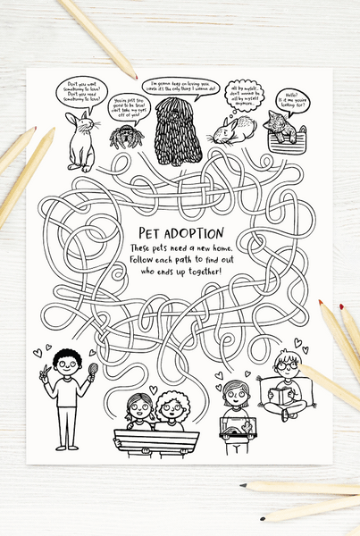 Pets from around the World Coloring + Activity Book