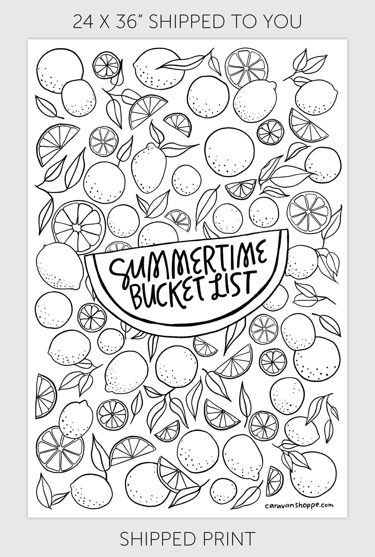 Summertime Bucket List Coloring Poster